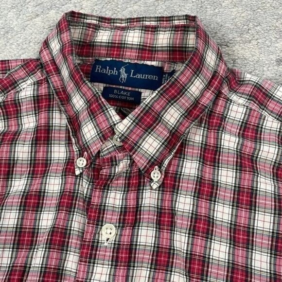 Ralph Lauren Blake Button Down Plaid Shirt Long Sleeve Red White Sz L - Picture 9 of 9